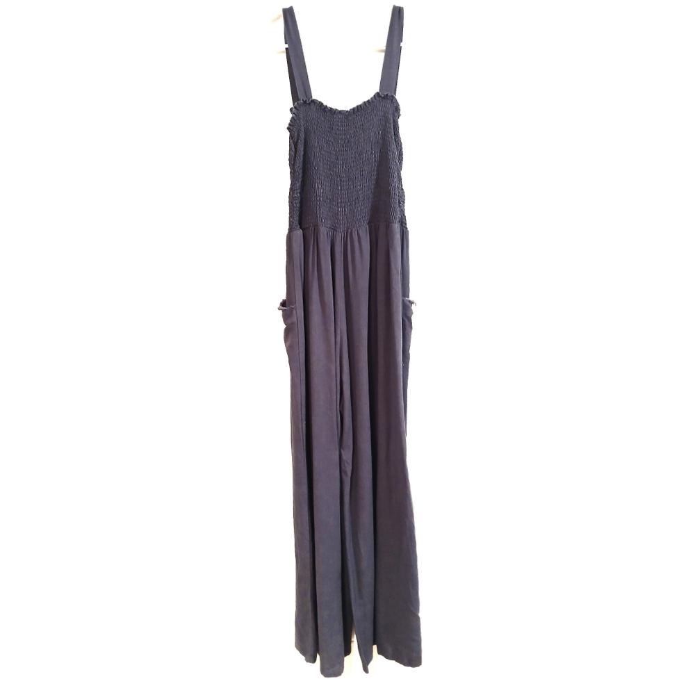 UMGEE Linen Blend Smocked Wide Leg Jumpsuit L - Picture 4 of 7